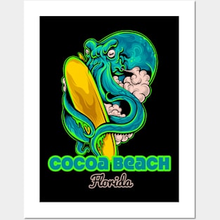 Cocoa Beach Florida octopus surf Posters and Art